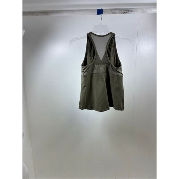 Lululemon Tank Top Mesh Back V Neck in Olive Green Size XS - Picture 2 of 8